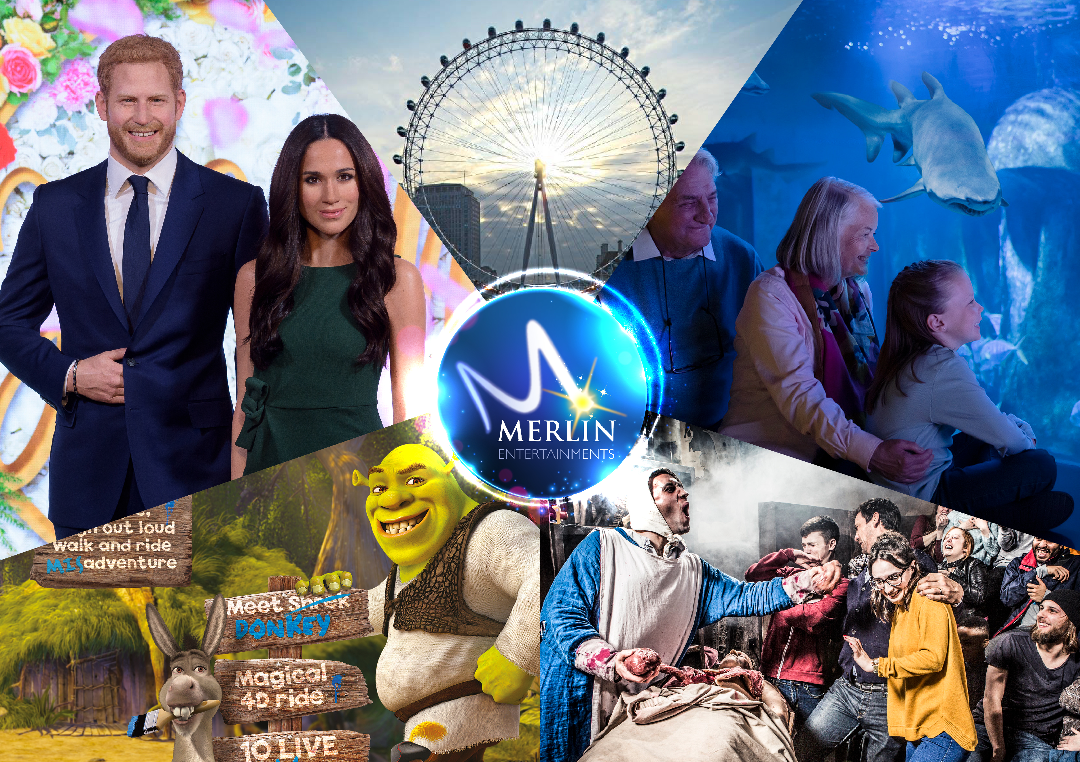 Collage Attraktionen mit Merlin Logo in London